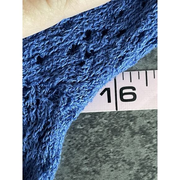 Pull & Bear Crochet Open Knit Cropped Sweater Size Medium Blue Casual Layering - Picture 4 of 6